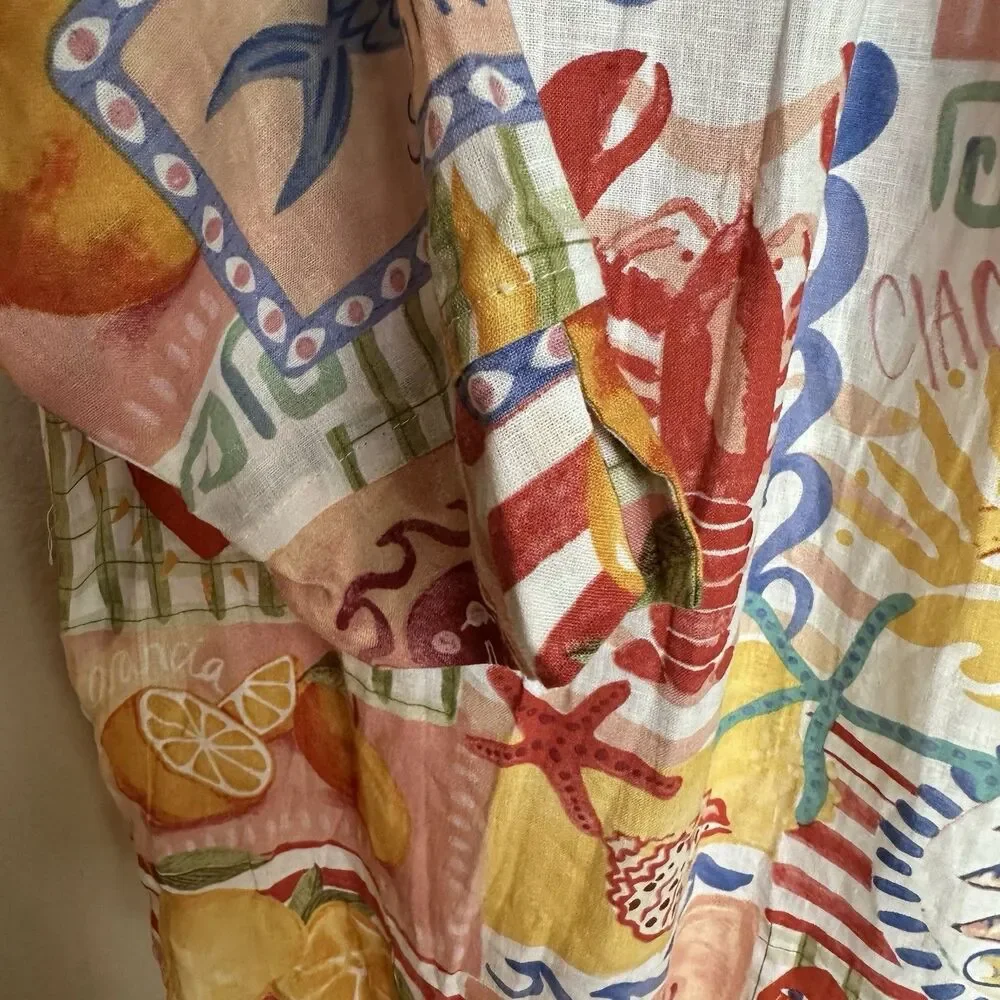 CALYPSO ST BARTH Small Linen Sardina Beach Italian Shirt Button Down  Cover Up - Picture 7 of 10